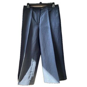 Ann Taylor LOFT black linen wide leg cropped trousers size 4